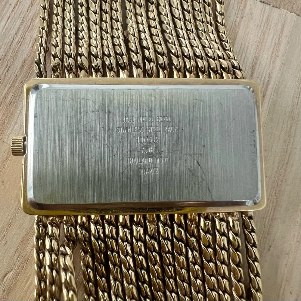 Anne Klein ladies gold tone multi strand bracelet watch NEW BATTERY